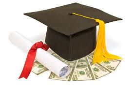 graduation cap, diploma, money